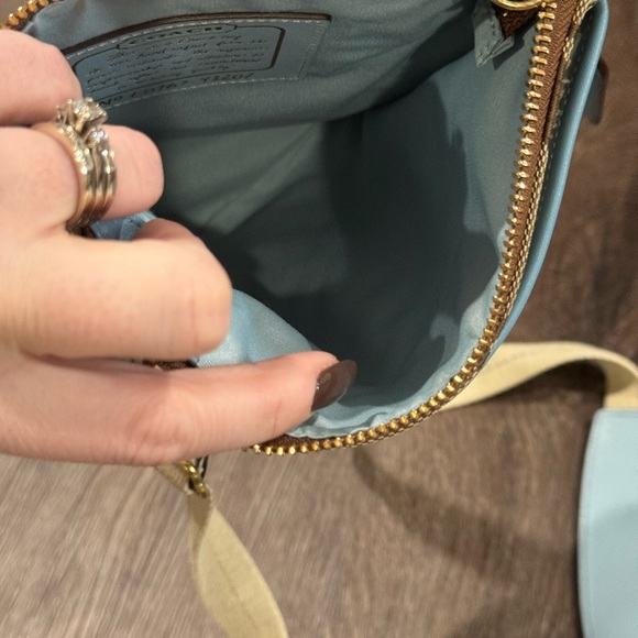 COACH Brown With Blue Signature Crossbody Handbag - Picture 5 of 14